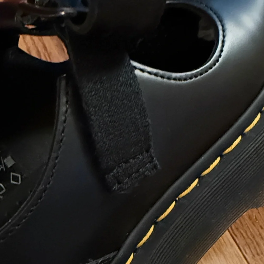 Dr. Martens Bethan Mary Jane Platform Shoes with Yellow Stitching - Picture 6 of 16